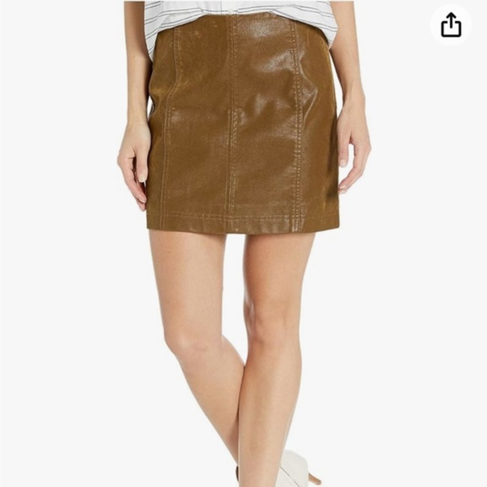 Free People Vegan Leather‎ suede Mini skirt olive tabacco nwt
